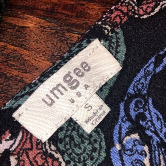 Umgee Boho Paisley Peasant Tunic Rust/Blue Size S - Picture 2 of 12